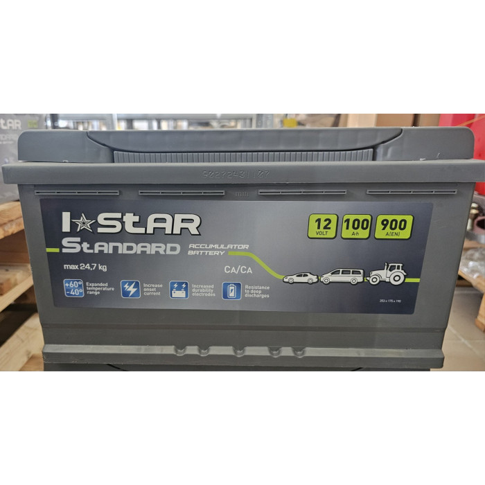 Акумулятор стартерний 6ст-100 АПЗ (+/-) EN900(23,7кг) 353x175x190 EN900 I-STAR (вир-во KAINAR)