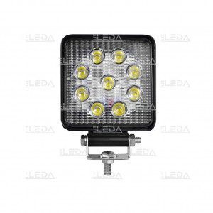 Фара рабочая, LED 27W (12/24В) квадратная (9x3W/широкий луч 60°)