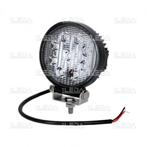 Фара рабочая, LED 27W (12/24В) круглая (9x3W/узкий луч 30°)