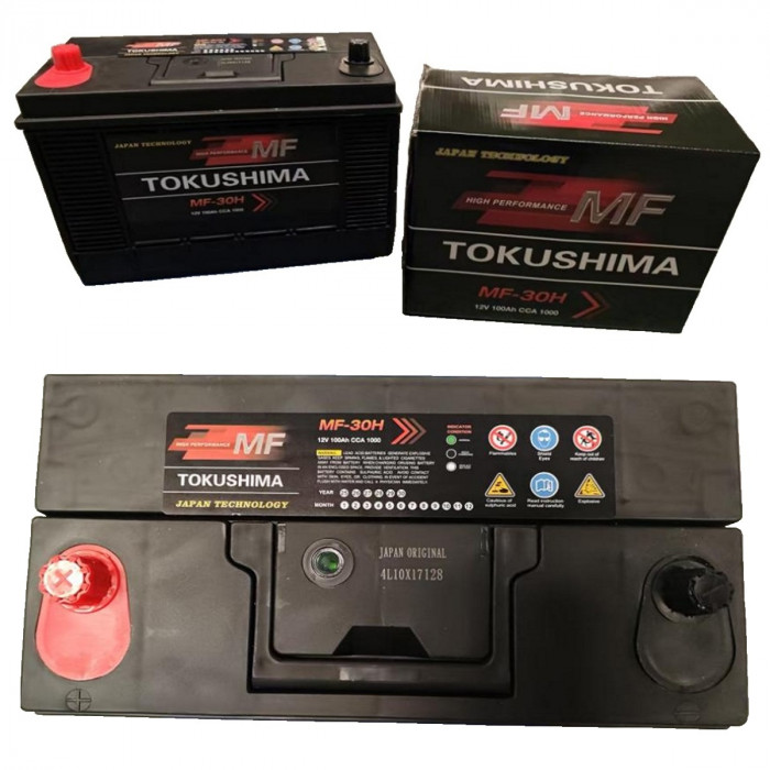 Акумулятор стартерний КЛЕМИ по ЦЕНТРУ (необслугов. 24,6кг) 6СТ-100 (EN 940/CCA 1000) (326х172х242) (TM TOKUSHIMA Japan)