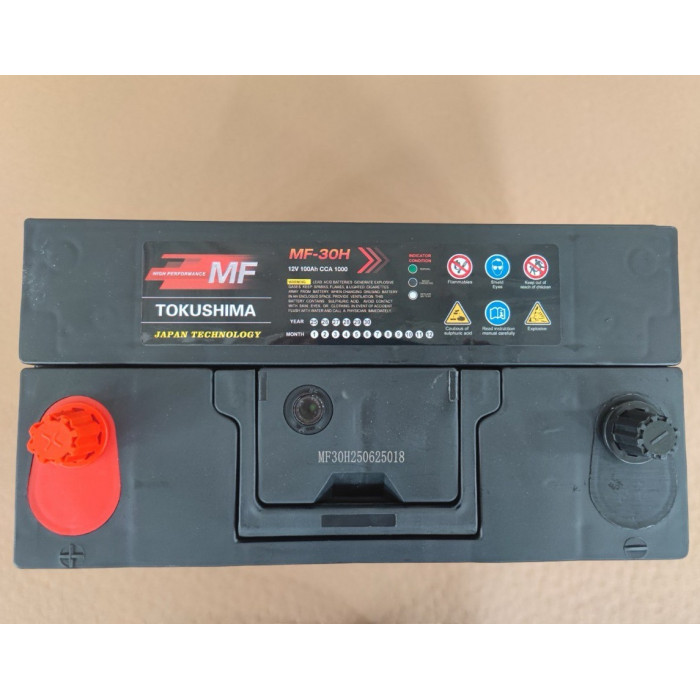 Акумулятор стартерний КЛЕМИ по ЦЕНТРУ (необслугов. 24,6кг) 6СТ-100 (EN 940/CCA 1000) (326х172х242) (TM TOKUSHIMA Japan)